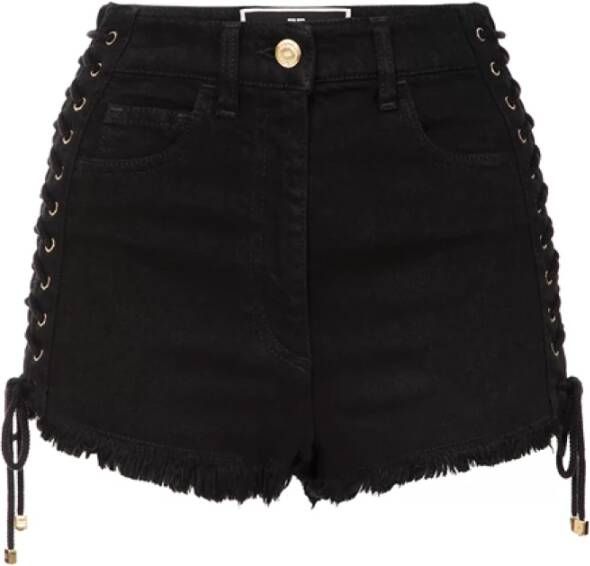 Elisabetta Franchi Katoenen shorts met uniek design Zwart Dames