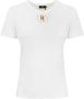Elisabetta Franchi Katoenen T-shirt met Metalen Applicatie en Fluweel Detail White Dames - Thumbnail 1