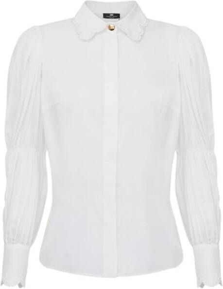 Elisabetta Franchi Ketting Gestikte Katoenen Shirt White Dames