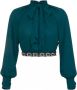 Elisabetta Franchi Korte blouse met groene pauwenriem Green Dames - Thumbnail 1