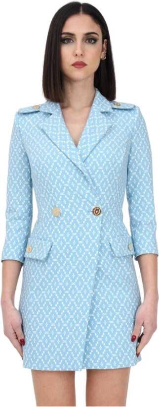 Elisabetta Franchi Korte dagjurk in zwart en grijs Blauw Dames