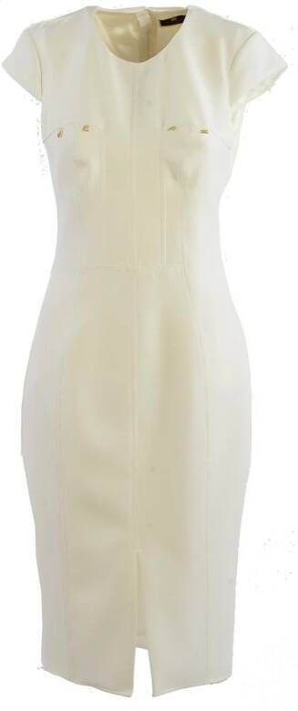 Elisabetta Franchi Korte ivoorkleurige jurk Ab361E2 White Dames