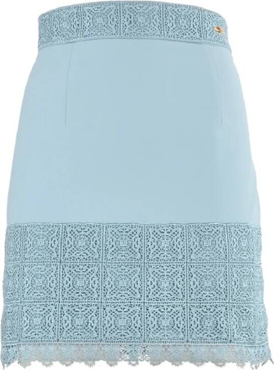 Elisabetta Franchi Korte rok met kant Blue Dames