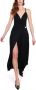 Elisabetta Franchi Lange Jersey Jurk met Dunne Bandjes Zwart Black Dames - Thumbnail 1