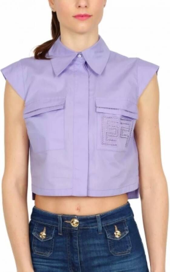 Elisabetta Franchi Lavendel Ajour Geborduurd Shirt Paars Dames