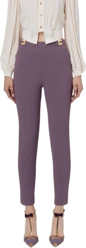 Elisabetta Franchi Leather Trousers Purple Dames