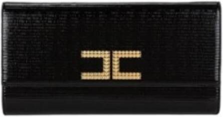 Elisabetta Franchi Lizard-effect Maxi Rechthoekige Clutch Zwart Dames