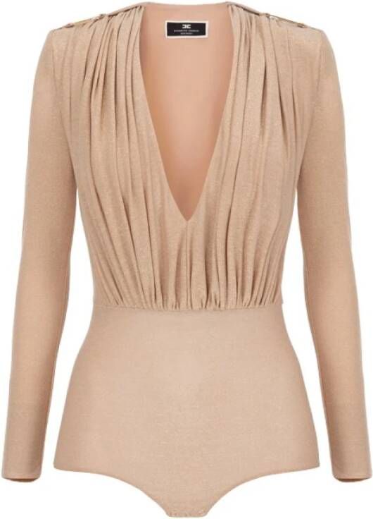 Elisabetta Franchi Long Sleeve Tops Beige Dames