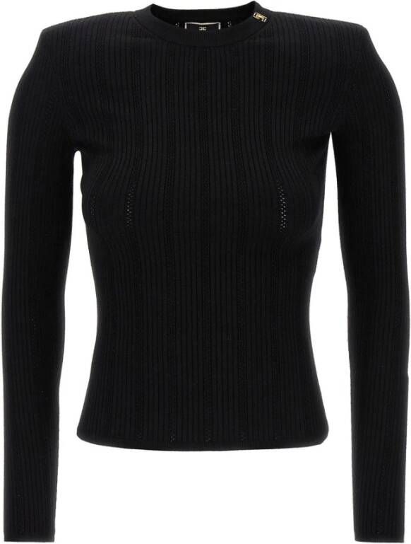Elisabetta Franchi Elegante Tweed Blazer Black Dames