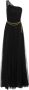Elisabetta Franchi Zwarte Tule Jurk met Gouden Riem Black Dames - Thumbnail 1