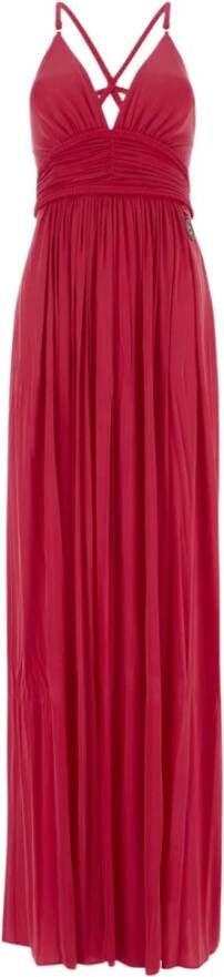 Elisabetta Franchi Maxi jurk met gekruiste bandjes Roze Dames