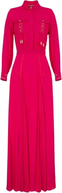 Elisabetta Franchi Maxi-jurk met kruisvetersluiting Roze Dames