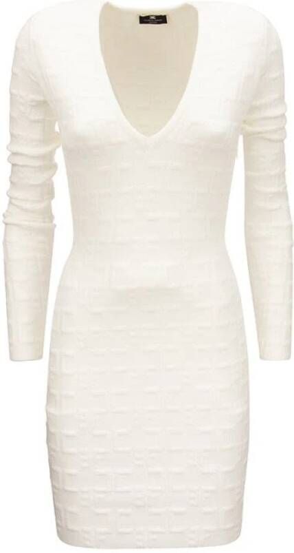 Elisabetta Franchi Mini-jurk met monogramsteek White Dames
