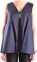 Elisabetta Franchi Mouwloze oversized top met V-hals Blauw Dames - Thumbnail 1
