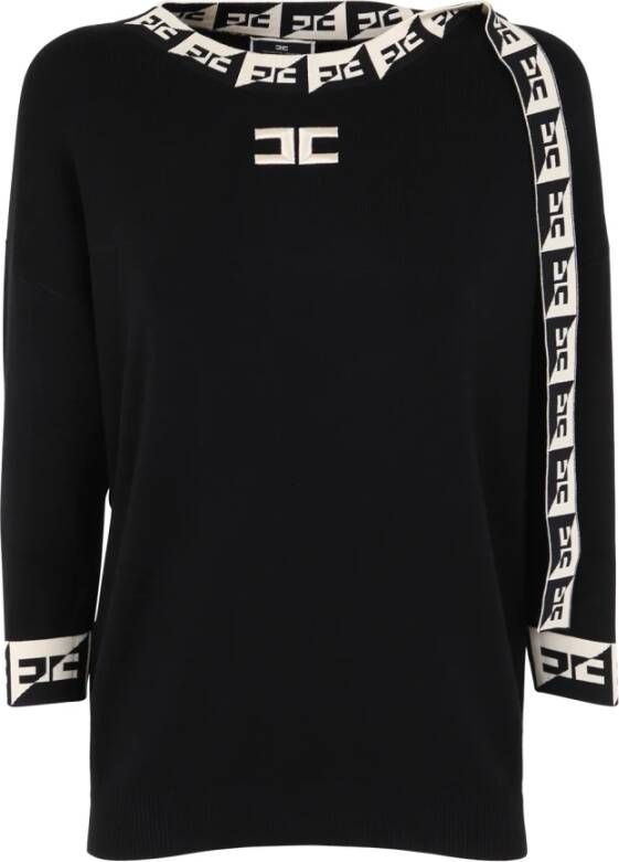 Elisabetta Franchi "Overhemd met Contrastlogo" Zwart Dames