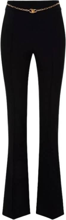 Elisabetta Franchi Zwarte broek met uitlopende onderkant van stretchstof Black Dames