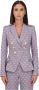 Elisabetta Franchi Double-breasted crepe stretch jasje met all-over logo Purple Dames - Thumbnail 3