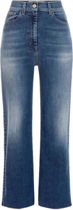 Elisabetta Franchi Flared Jeans met Hoge Taille en Franjezoom Blauw Dames