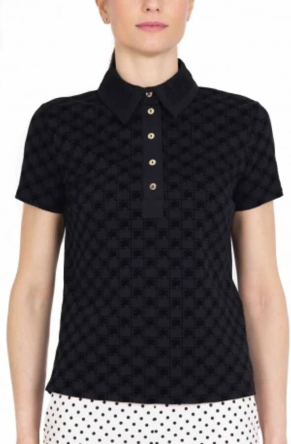 Elisabetta Franchi Polo shirt met flockprint Zwart Dames