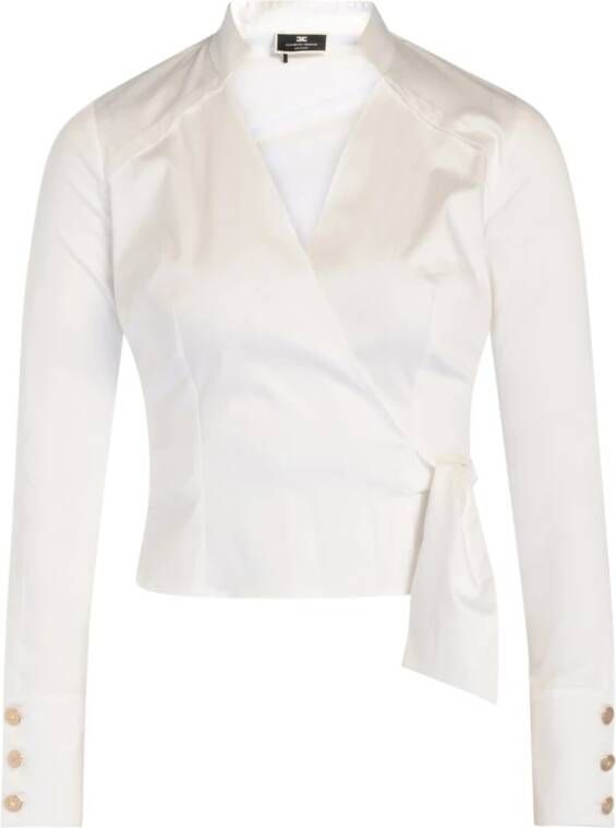 Elisabetta Franchi "Raso Dirty Stretch Overhemd" Wit Dames