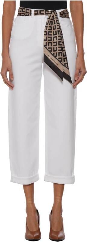 Elisabetta Franchi "Rechte Broek met Hoge Taille" Beige Dames