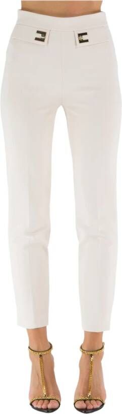 Elisabetta Franchi Taps toelopende broek van dubbele stretch crêpe White Dames