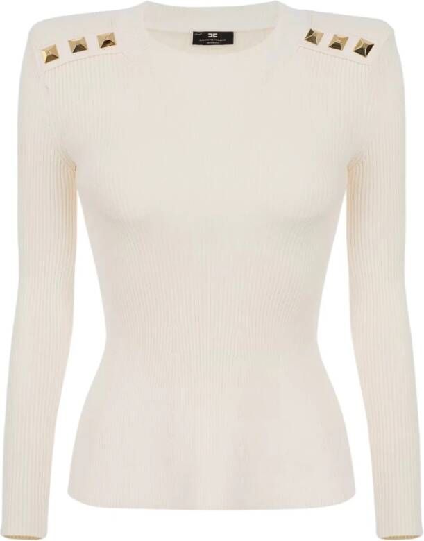 Elisabetta Franchi Ronde hals gebreide kleding Beige Dames