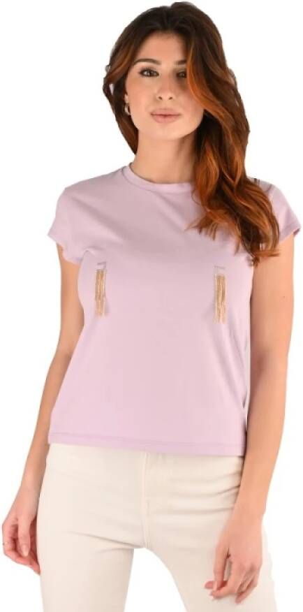 Elisabetta Franchi "Roze Casual T-shirt Ma02321E2-420" Roze Dames