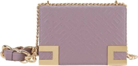 Elisabetta Franchi Paarse Kleine Tas met Verstelbare Schouderband en Logo Plaques Purple Dames
