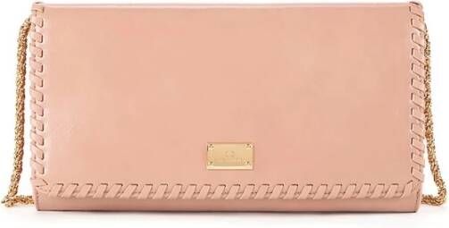 Elisabetta Franchi Schoudertas van gebarsten leer Beige Dames