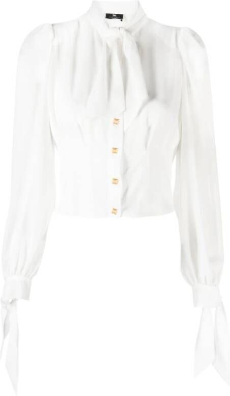 Elisabetta Franchi Shirt met sjaal en studs Wit Dames