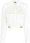 Elisabetta Franchi Elegante Witte Blouse met Geplooide Mouwen Wit Dames - Thumbnail 5