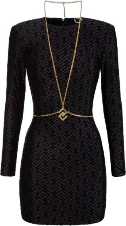 Elisabetta Franchi Ab42436E2.110 Jurk met Logo Print Zwart Dames