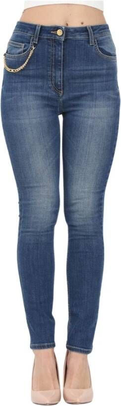 Elisabetta Franchi Skinny Jeans met Ketting Blue Dames