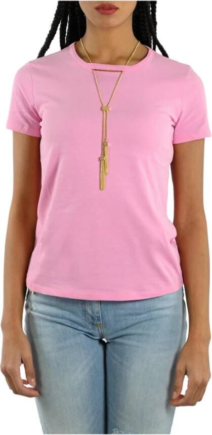 Elisabetta Franchi "Stijlvolle Crew Neck T-Shirt" Roze Dames