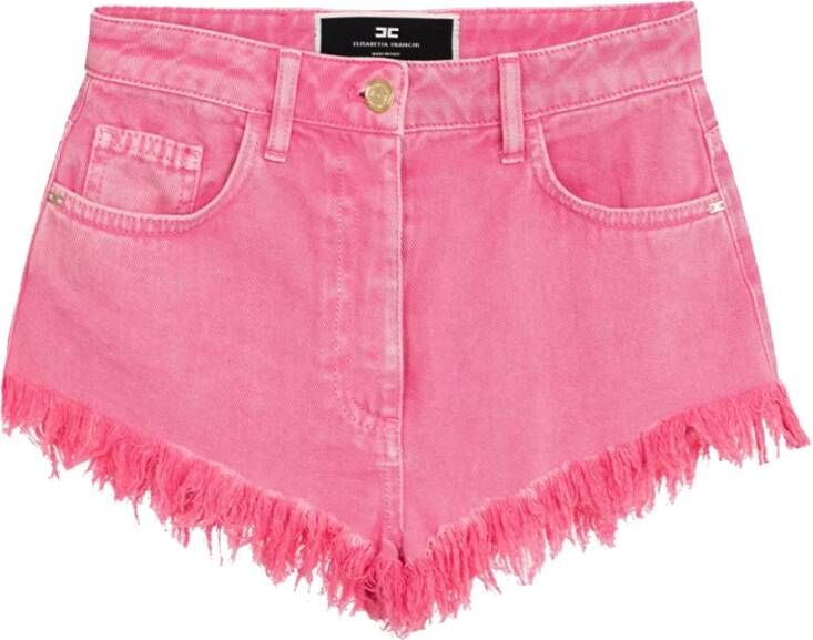 Elisabetta Franchi Stijlvolle denim shorts voor vrouwen Roze Dames