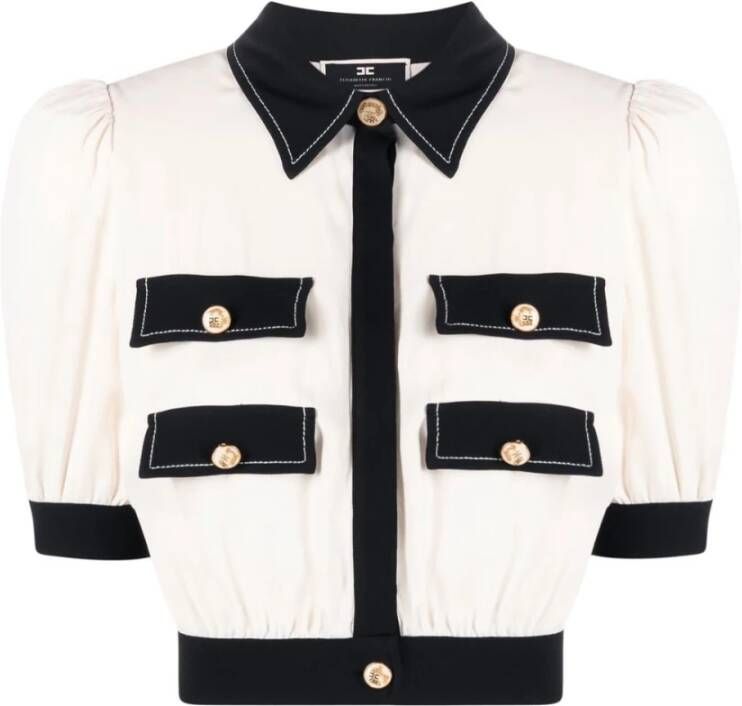 Elisabetta Franchi Stijlvolle Shirt in E84 Burro Nero Wit Dames