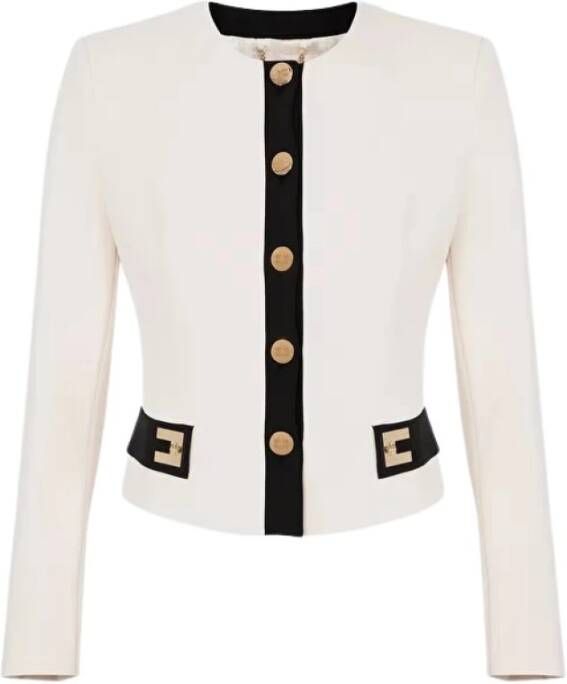 Elisabetta Franchi Stretch Dubbel Crepe Jassen Beige Dames