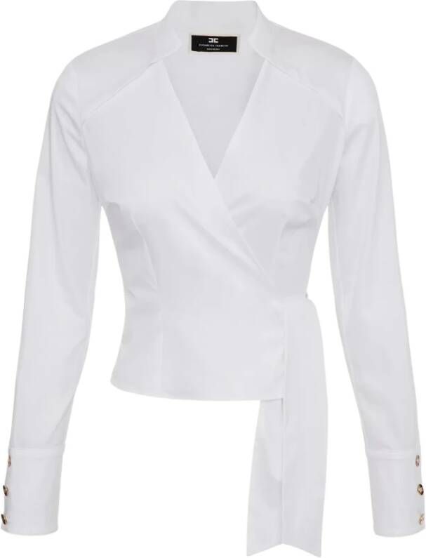 Elisabetta Franchi "Stretch Katoen Satijnen Shirt" Wit Dames