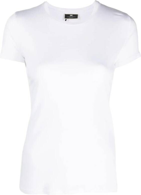 Elisabetta Franchi Modal Jersey T-shirt met Cross-Body Ketting White Dames