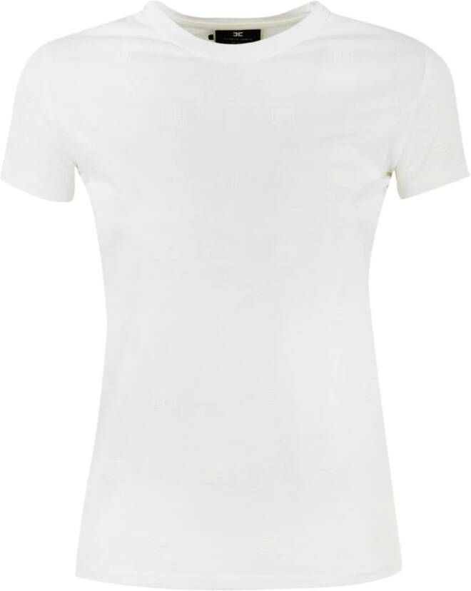 Elisabetta Franchi Katoenen Logo T-Shirt voor Dames White Dames