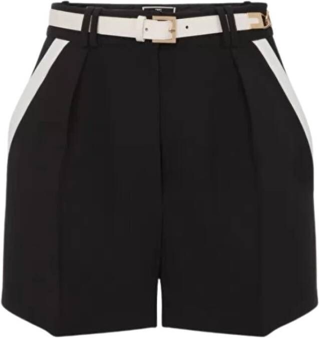 Elisabetta Franchi Twee-Tinten Shorts met Gevouwen Taille Zwart Dames