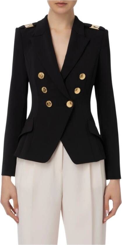 Elisabetta Franchi Tweed Jackets Zwart Dames