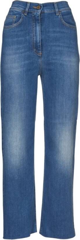 Elisabetta Franchi Versleten Straight Leg Jeans Blauw Dames