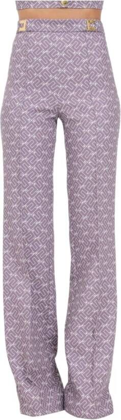 Elisabetta Franchi Wide Trousers Purple Dames