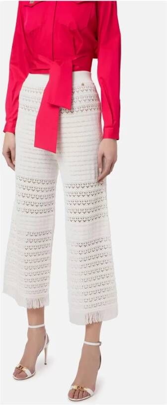 Elisabetta Franchi Wijde broek met kanten details White Dames
