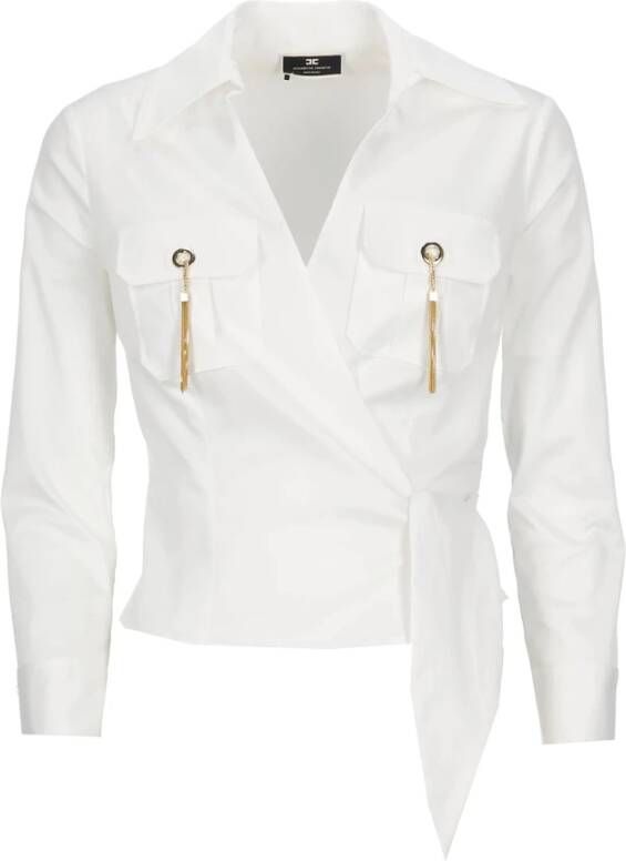Elisabetta Franchi Wit Katoenen Poplin Shirt Wit Dames