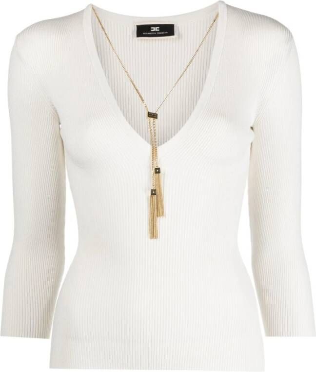Elisabetta Franchi Witte Sweatshirt Elegant en Luxueus Wit Dames