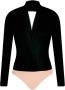 Elisabetta Franchi Zwarte Georgette Body Blouse met Zijden Satijnen Kraag Black Dames - Thumbnail 1