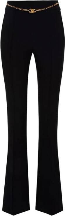 Elisabetta Franchi Zwarte broek met uitlopende onderkant van stretchstof Zwart Dames